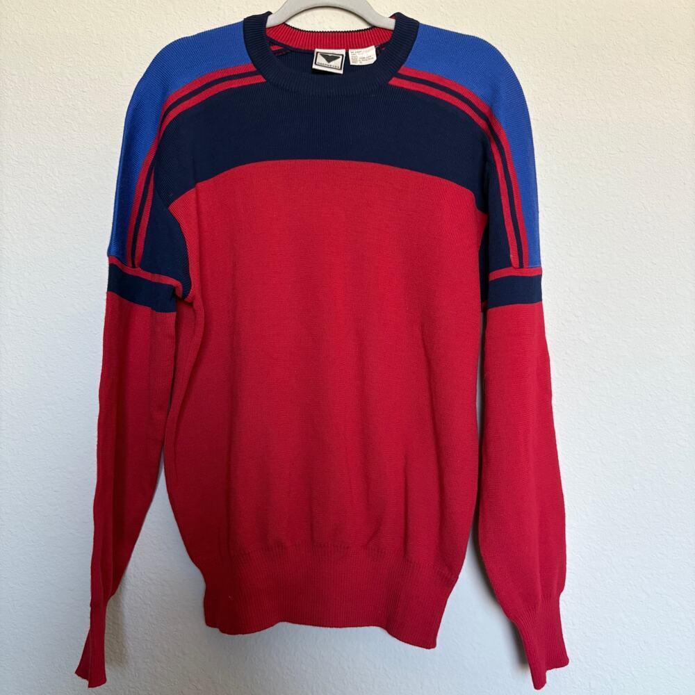 VTG80s Obermeyer ParkCity Wool Apres Ski Sweater Red  XL GaperDay Cabincore